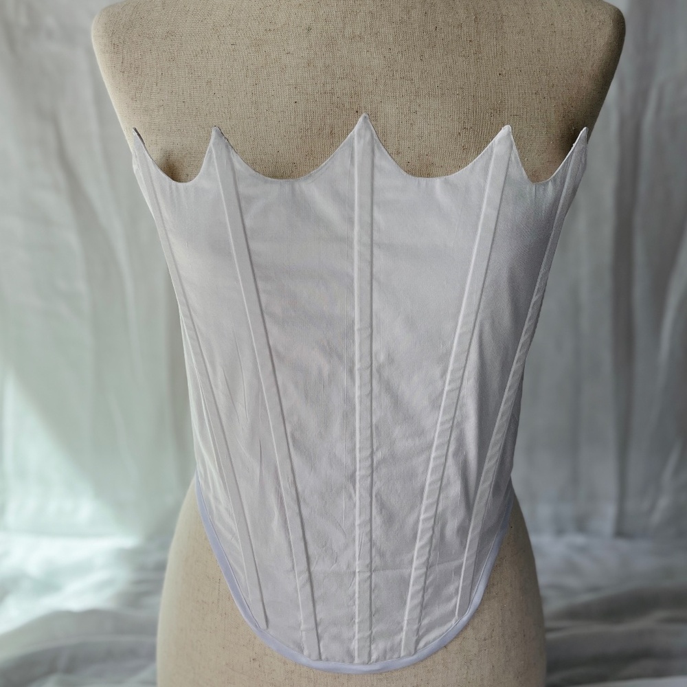 Handmade Silk Noil Corset Top: Scalloped Bridal Corset